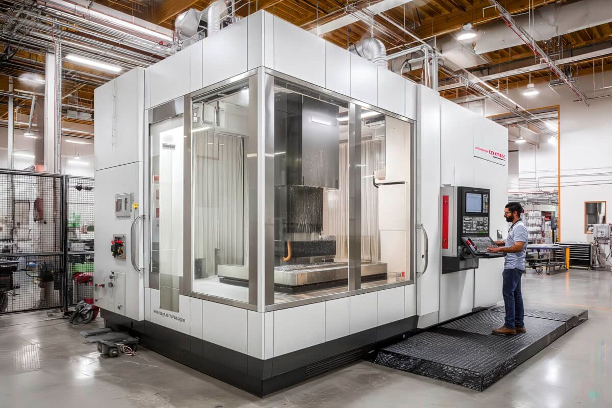 Fresa CNC all'interno di una cabina insonorizzante LPM