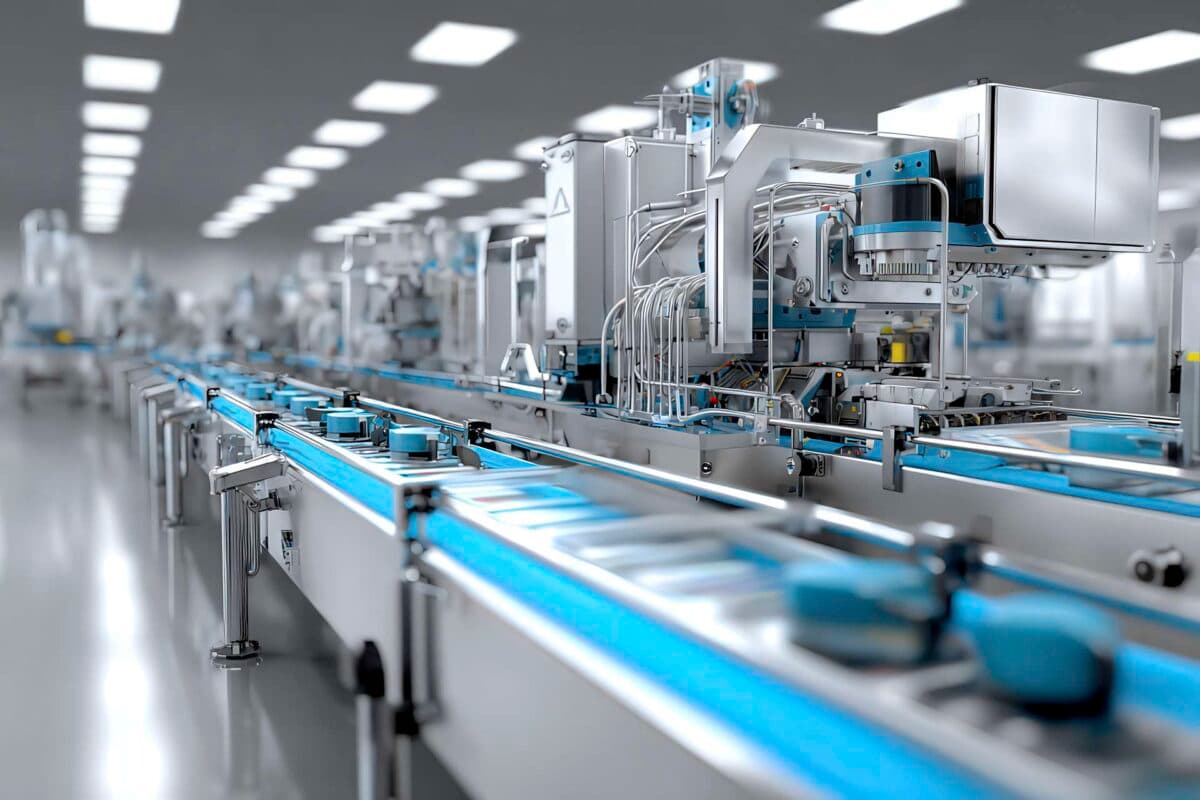 Linea produttiva alimentare con guide lineari