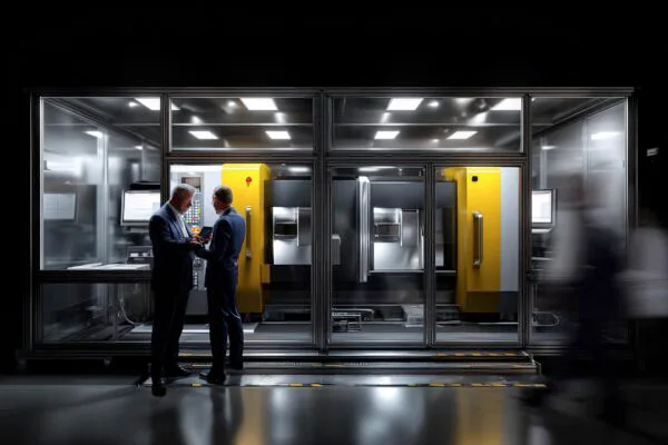 Cabina insonorizzata LPM attorno a macchinario industriale