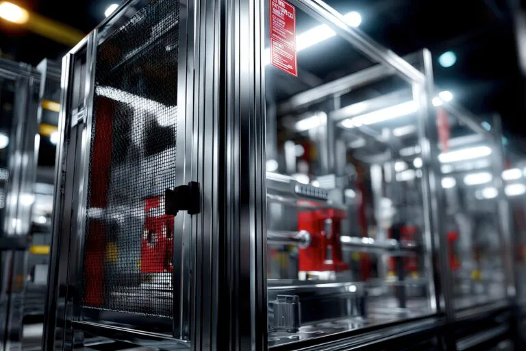 Esploso di protezioni antinfortunistiche per macchine automatiche